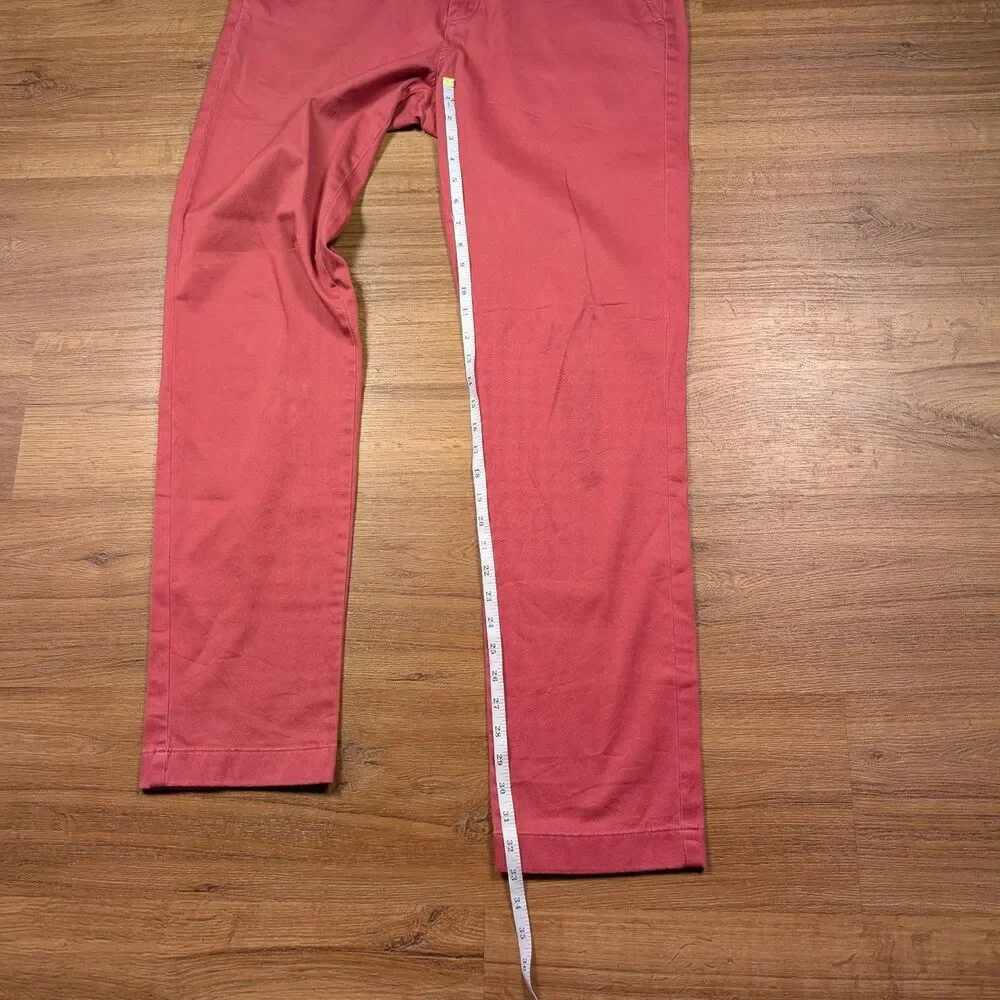 J Crew 770 Chino Pants Mens 34x34(33) Red Stretch Casual Flat Front Straight Leg